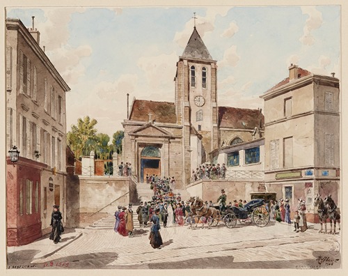 L’église de Saint-Germain de Charonne, 4 place Saint-Blaise et 119, rue de Bagnolet La sortie d’un mariage