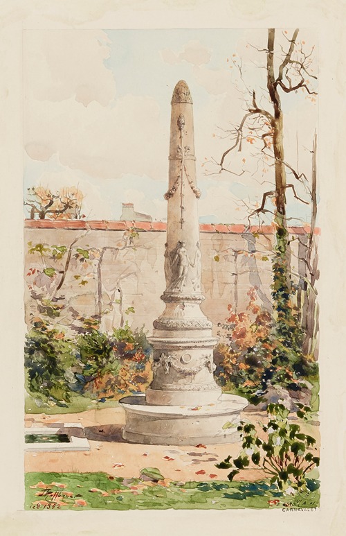 Obélisque, style Louis XVI, dans un jardin, 10 rue Cassini, début XIXème siècle