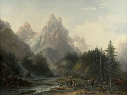 Vue du Wellhorn et du Wetterhorn prise de Rosenlaui vers Meiringen dans l’Oberland bernois