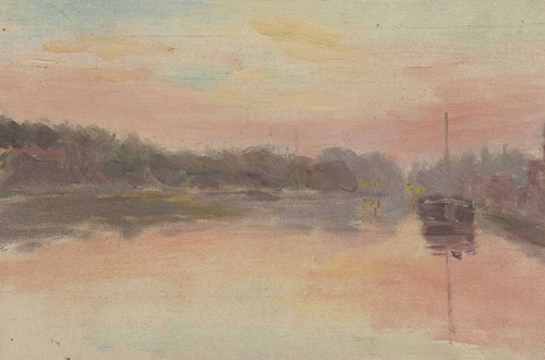 Effet de lumière au couchant sur un bateau amarré