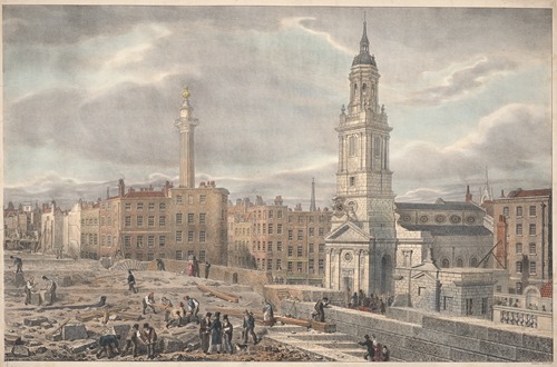 Shewing St. Michael’s Church, Cooked Lane, since taken down taken on the spot, June, 1830