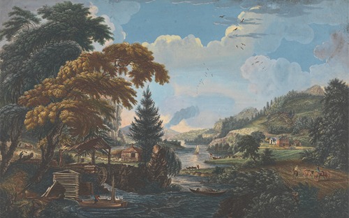 A Design to represent the beginning and completion of an American Settlement or Farm
