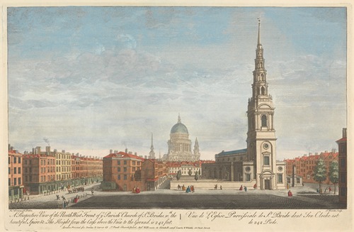 A Perspective View of the North West Front of ye Parish Church of St. Brides