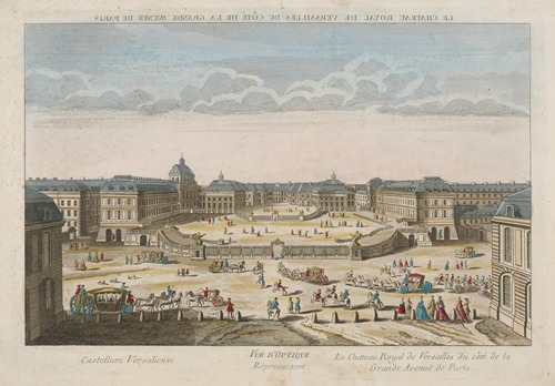 The Royal Palace of Versailles from the side of the Paris Grand Avenue