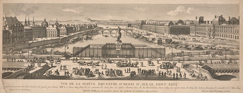 Vue de la statue equestre d’Henri IV, sur le Pont Neuv.