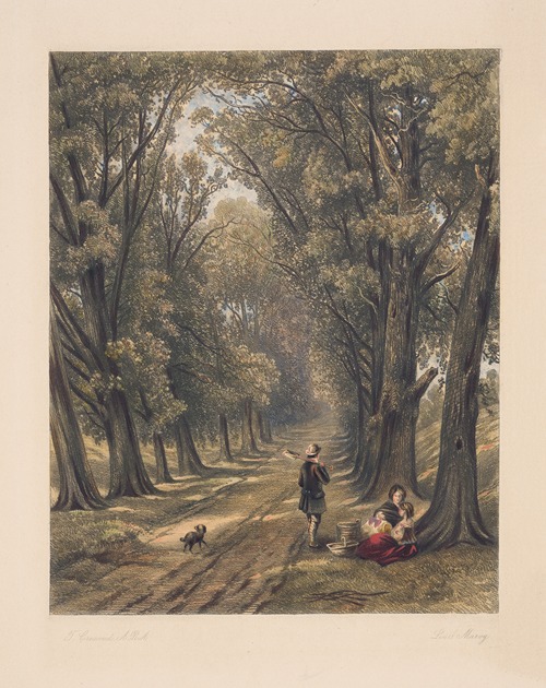 Landscape with tree-lined country road (Thomas Creswick)