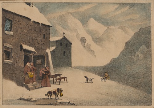 The Hospice of Mount St. Bernard with the halt of Napoleon and his army on crossing the Alps