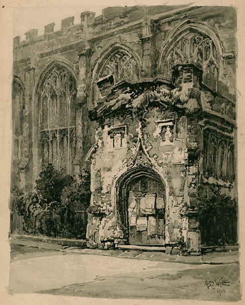 Guild-Chapel porch before restoration (opposite New Place where Shakespeare died)