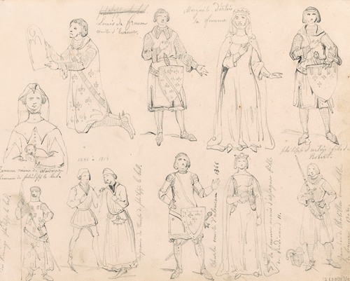 Historical Figures around the Battle of the Golden Spurs such as Louis of France, his Wife Margaret and his Son Philip, Joan of Navarre, Jacques de Chatillon and Others