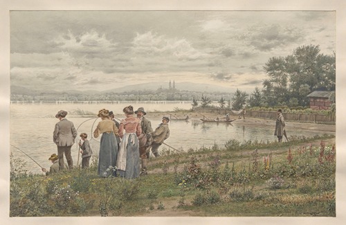 Hochwasser der Donau bei Klosterneuburg (Vom linken Donauufer bei Langenzersdorf aus gesehen)