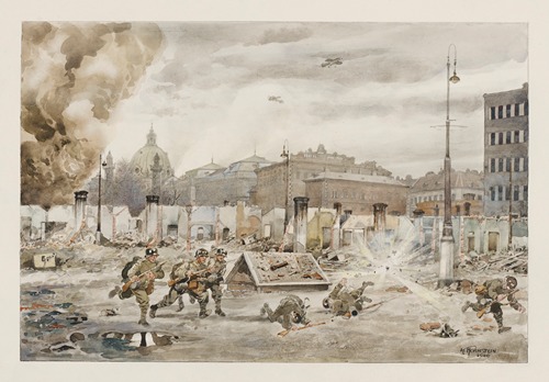 Straßenkampf am 7. April 1945 vor den zerstörten Naschmarktbuden