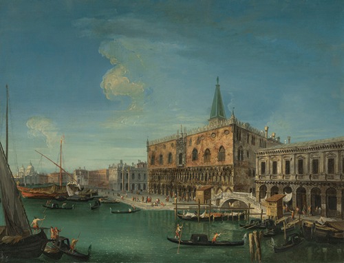 Venice, the Doge’s Palace with the Campanile, the Libreria and Santa Maria della Salute beyond