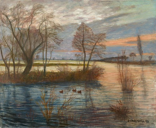 Überschwemmung im alten Dorf (Die Sagehorner Landstraße bei Hochwasser)