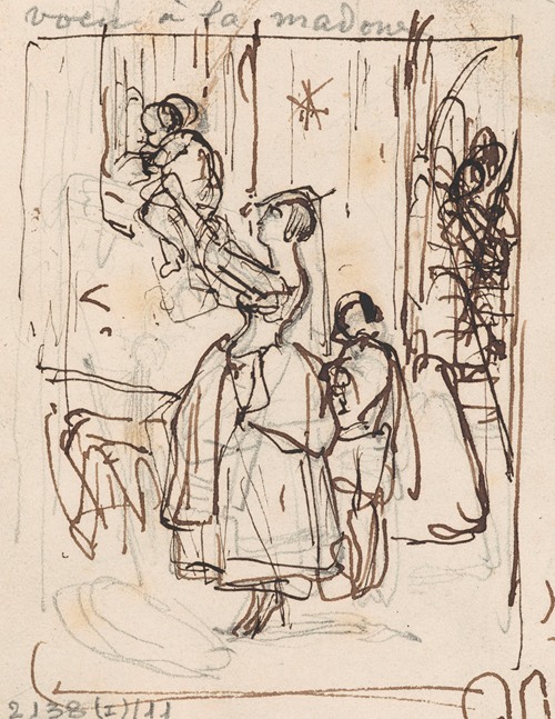 Italian Woman Holding a Child at a Prison