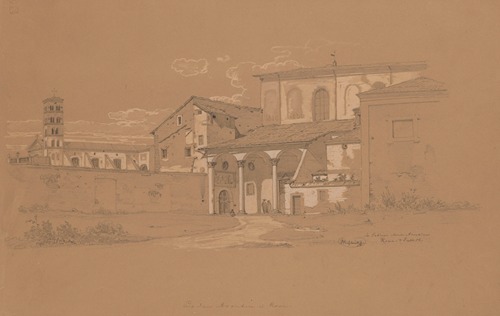Basilica of Saint Sabina on the Aventine Hill in Rome, in the Background on the Left the Basilica of Saints Boniface and Alexius