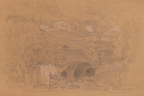 Friar at the Foot of a Rocky Hillside at the Palazzolo Monastery, near Albano
