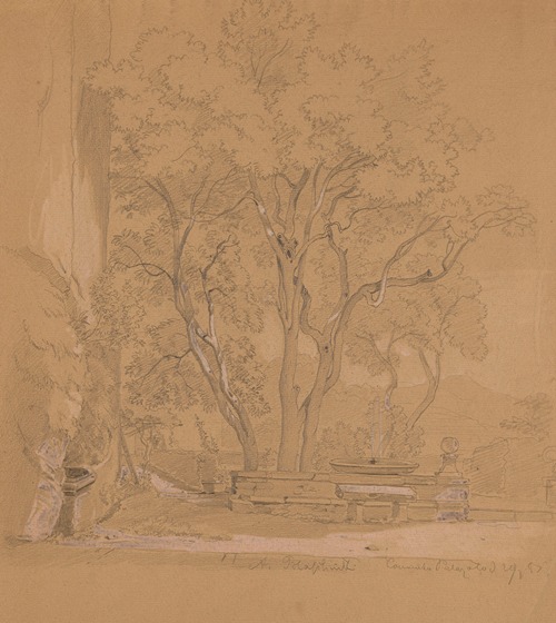 Garden with a Fountain at the Palazzolo Monastery, near Albano Laziale