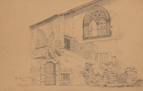 Medieval Building in Genazzano, with a Window Decorated with Tracery