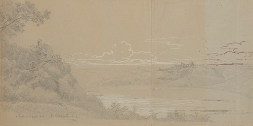 Palazzo Ruspoli by Lake Nemi, in the Distance the Town of Genzano di Roma