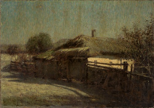 Peasant cottage in moonlight