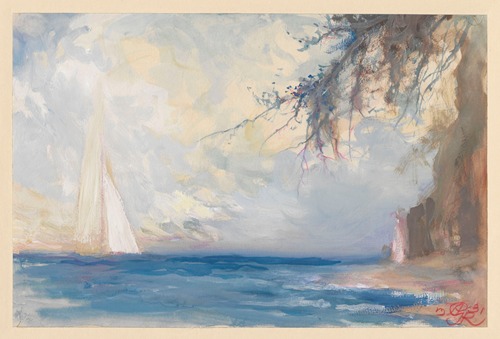 Sea landscape with a sailboat