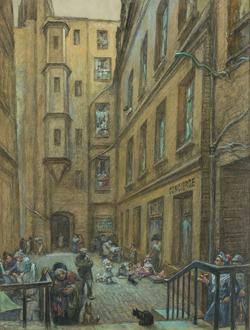 Courtyard of an old townhouse in Paris