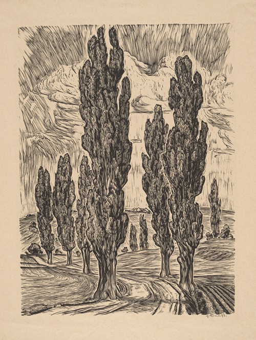 Road Lined with Poplars