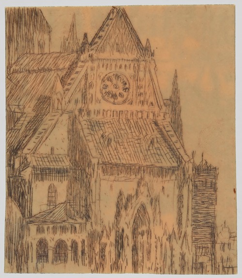 Gothic cathedral, view from the western facade