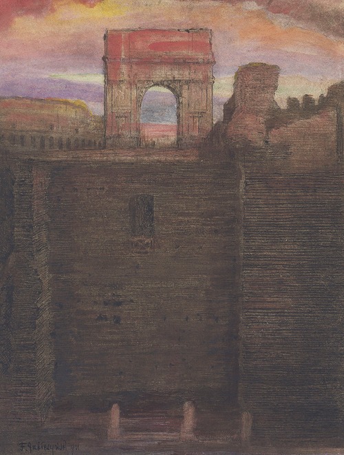 The House of Vestals and the Arch of Titus in the background