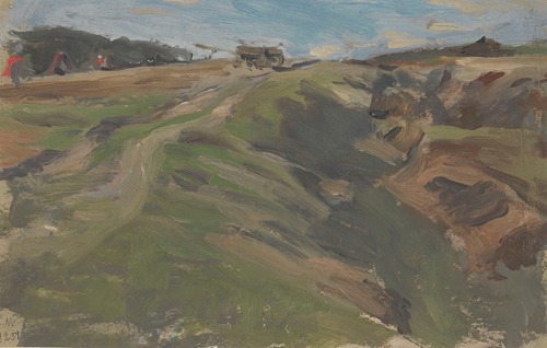Landscape with a road among fields