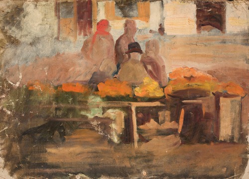 At the marketplace, sketch