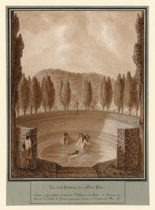 Vue de la fontaine des vallées Félix, située au carrefour du Mont Tilly, en la forêt de Vernon où se rend la route de François Premier alant à Charleval etc