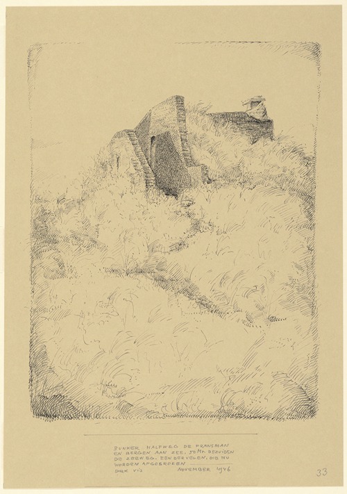 Bunker 50 m ten Zuiden van de Zeeweg, halverwege Bergen a.z. en de Fransman, later afgebroken