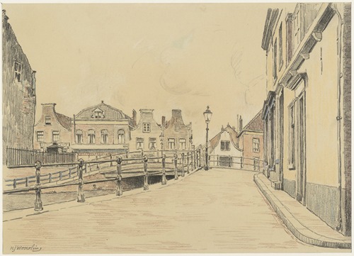 Korte Brug, westzijde, met Korte Spaarne en Burgwal