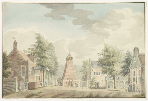 Overveen, Klokhuis, oostzijde, herberg ‘Van Ouds het Raadhuis’, en omgeving