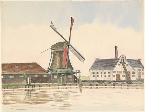 Oliemolen De Spattert of De Spatter te Wormer binnendijks aan de Wormerdijk of Ringdijk aan de Zaan, aan de oostzijde van de in 1889 gebouwde Zaanbrug