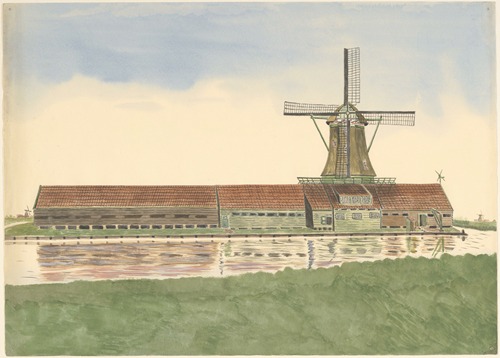 Papiermolen de Eendracht aan de westzijde van het Zaandammerpad, Wormer