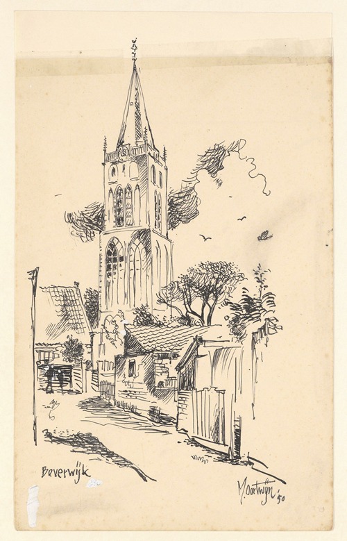 Gezicht in Beverwijk met de kerk.