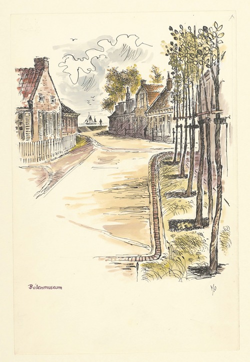 Gezicht in een van de straatjes van het buitenmuseum van het Zuiderzee Museum te Enkhuizen.