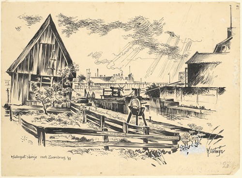 Gezicht op het Mallegatsluisje, op de achtergrond de Zaanbrug