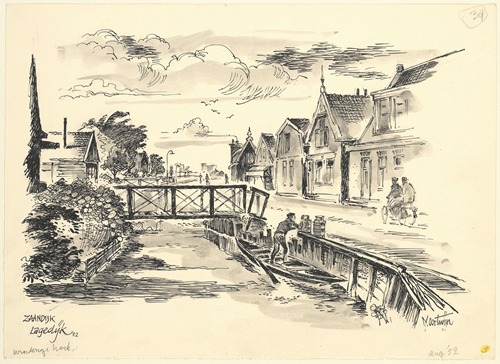 Gezicht op in de Lagedijk te Zaandijk.