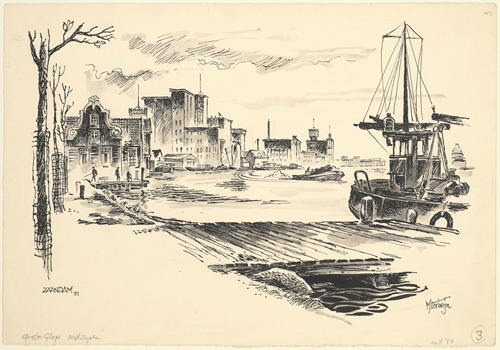 Gezicht te Zaandam bij de Zaan. Grote Glop oostzijde