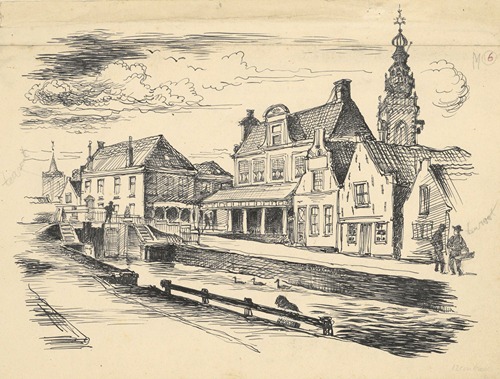 Gezicht vanaf de Gooische Kaai op de Waag