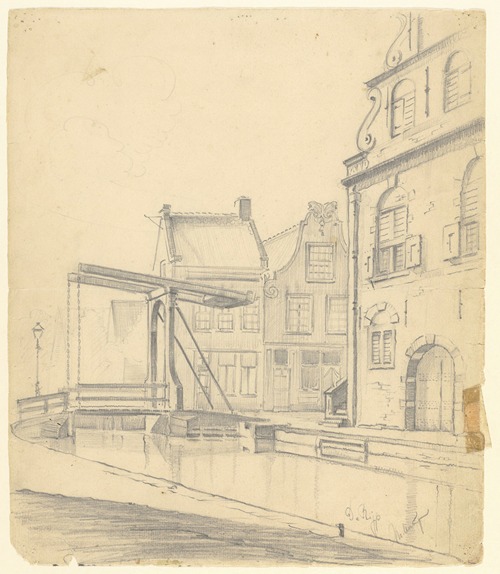 Gezicht vanaf de Tuingracht op de zijkant van het raadhuis van het dorp De Rijp.