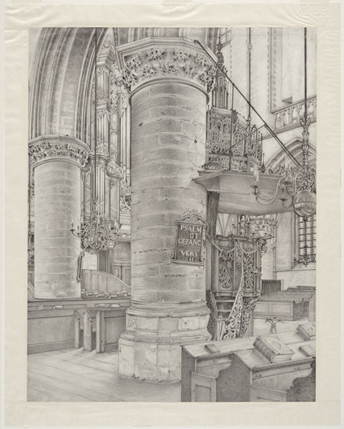Interieur, preekstoel in de St. Bavo- of Grote Kerk