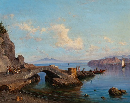 Sorrento landscape with fishermen