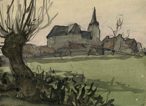 Gezicht op Hakendover met de Sint Salvatorkerk