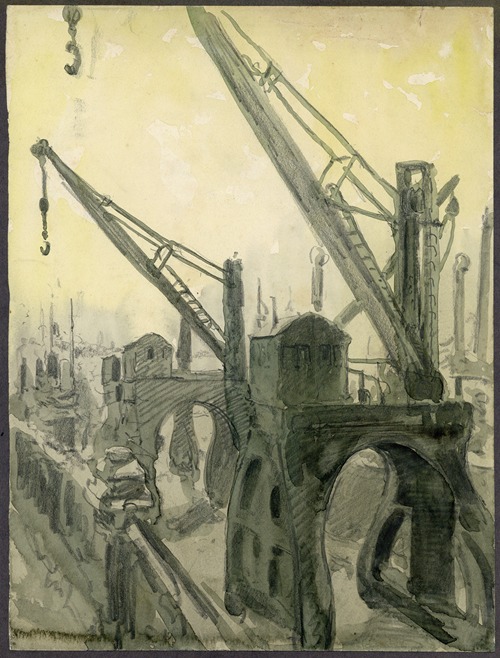 Havenkranen op de kaaien