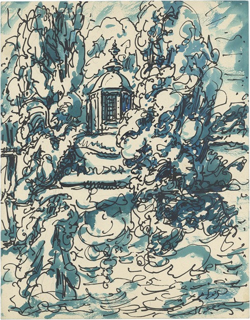 Italiaanse kerk en bomen