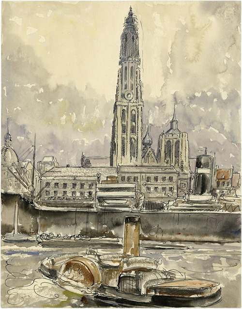 Onze-Lieve-Vrouwe Kathedraal te Antwerpen vanop de Schelde